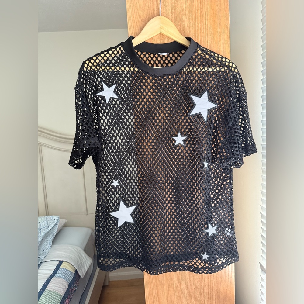 iHeartRaves Starstruck Reflective Oversized T-Shirt - Black/Grey